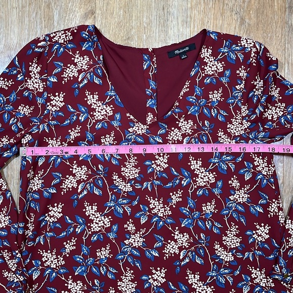 Madewell EUC Floral Dress Button-Back Lined Long Sleeve V-Neck Women's Small S - Picture 9 of 12